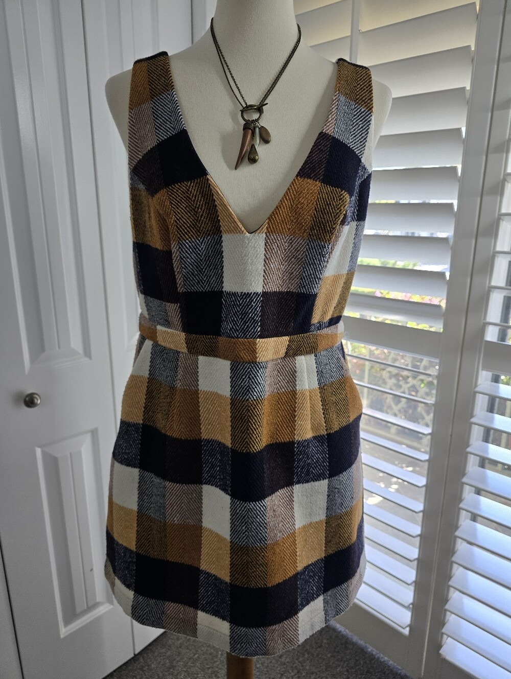 Lulu's Forever Classic Orange Multi Plaid Sleeveless Mini Dress - Picture 2 of 12